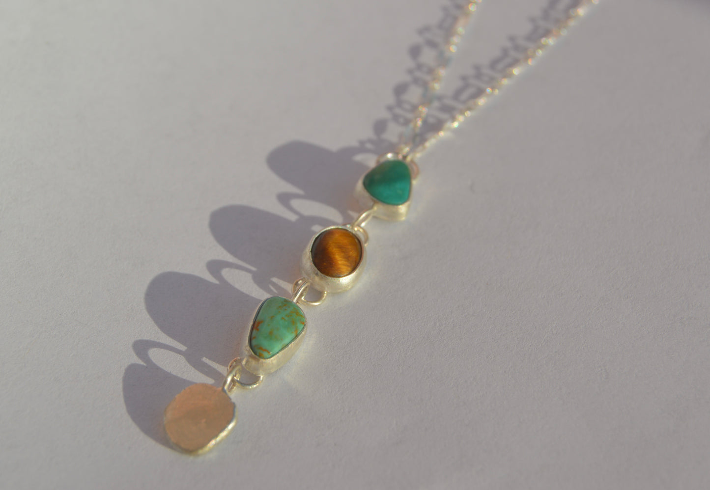 Turquoise and Tigers Eye Drop Necklace