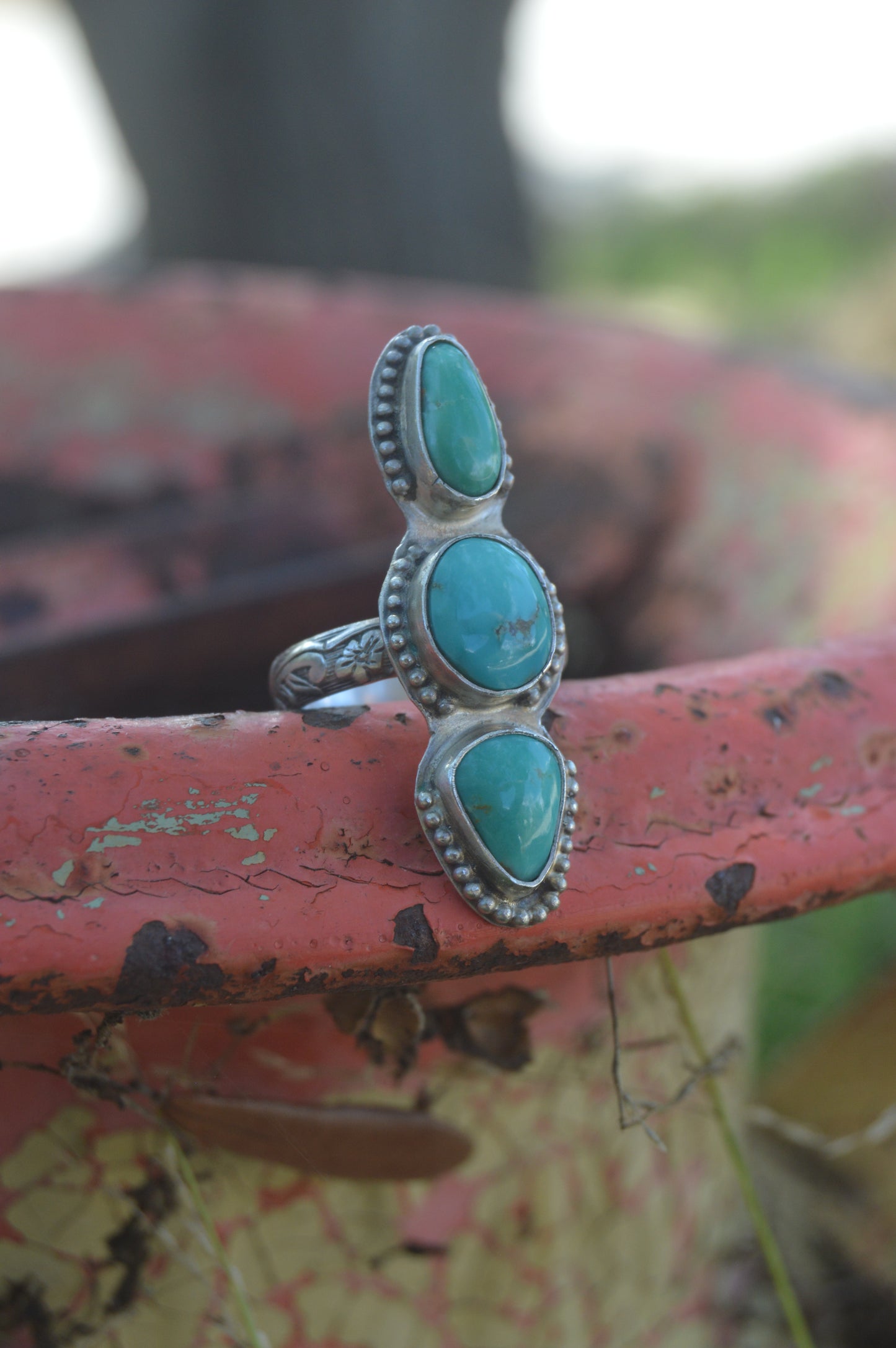 Triple stack turquoise ring size 7