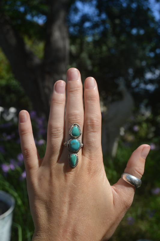 Triple stack turquoise ring size 7