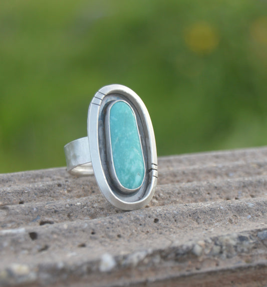 Thick Turquoise shadowbox ring size 8